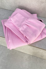 Pink Cropped Lounge Jogger Top