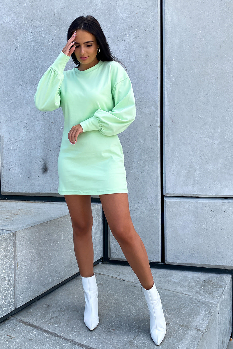 Lime Green Long Sleeve T Shirt Dress
