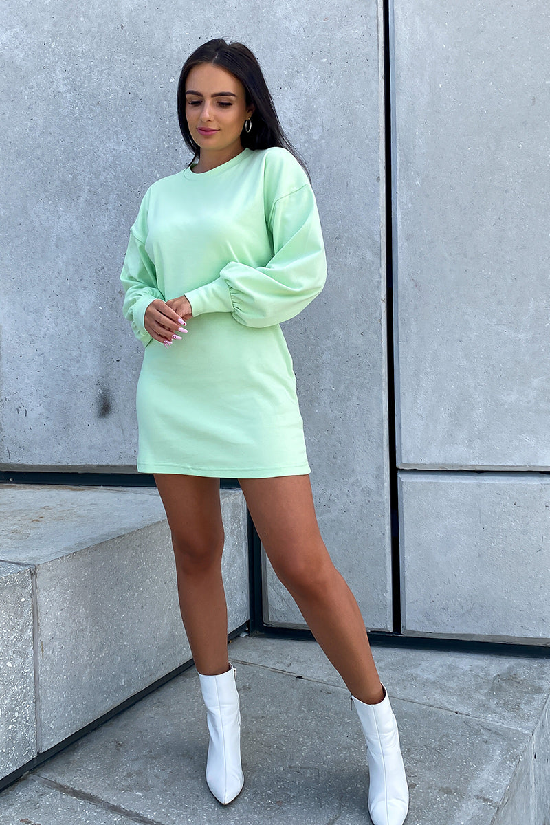Lime Green Long Sleeve T Shirt Dress