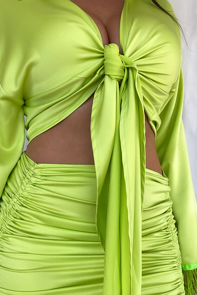 Lime Green Midsummer Dreams Ruched Skirt