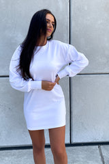 White Long Sleeve T Shirt Dress
