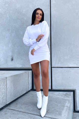 White Crop Sweater & Matching Slit Skirt